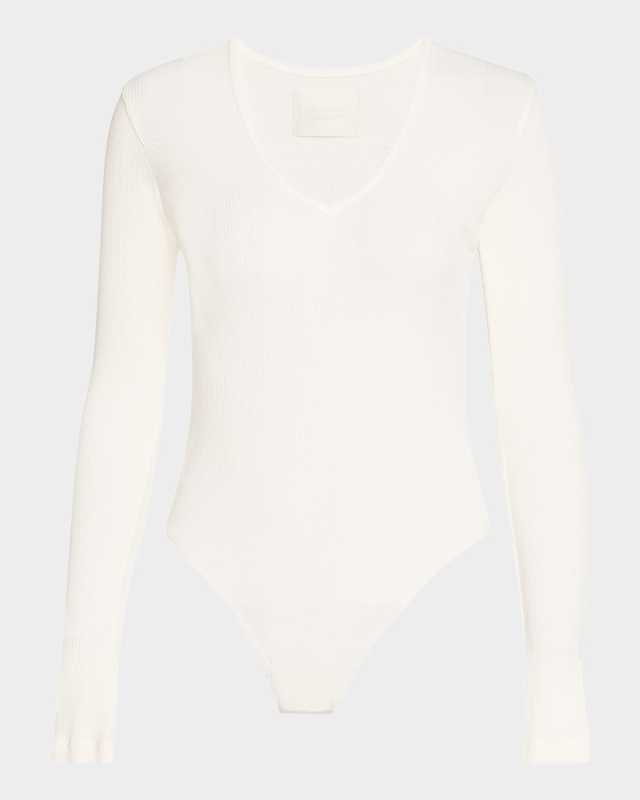 Helsa Ribbed Deep-V Bodysuit